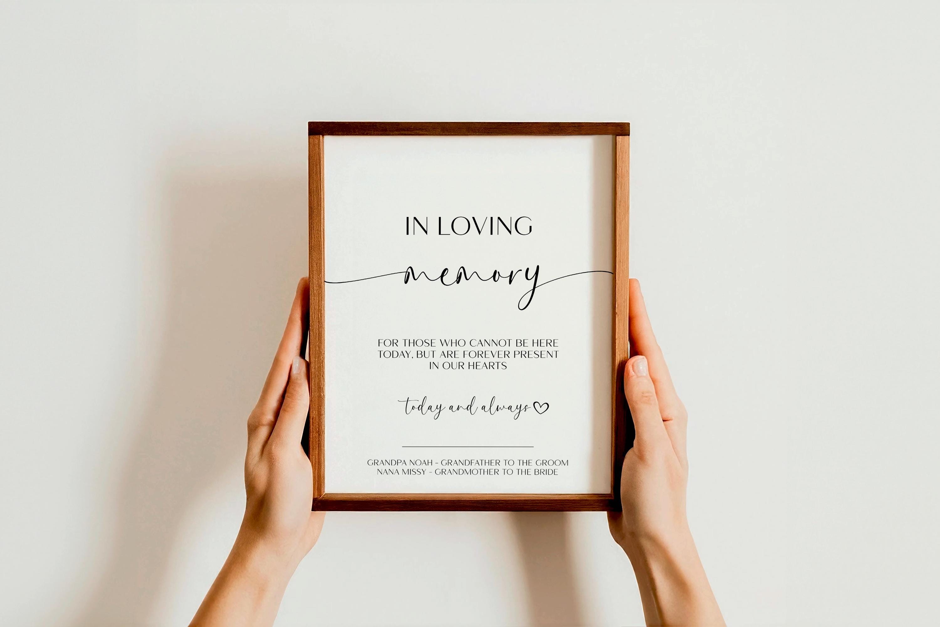 In Loving Memory Sign Template | Printable Memorial Sign for Weddings ...