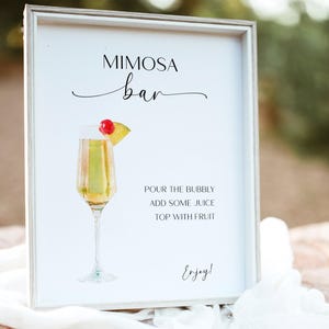 Mimosa Bar Sign Template, Printable Mimosa Bar Sign, Minimalist Mimosa Bar Sign, Signature Drink, Instant Download, BL60