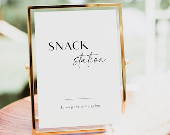 Snack Station Template, Snack Bar Sign, Late Night Snacks, Wedding Signage Party Reception, Wedding Food Station Editable Sign, BL46
