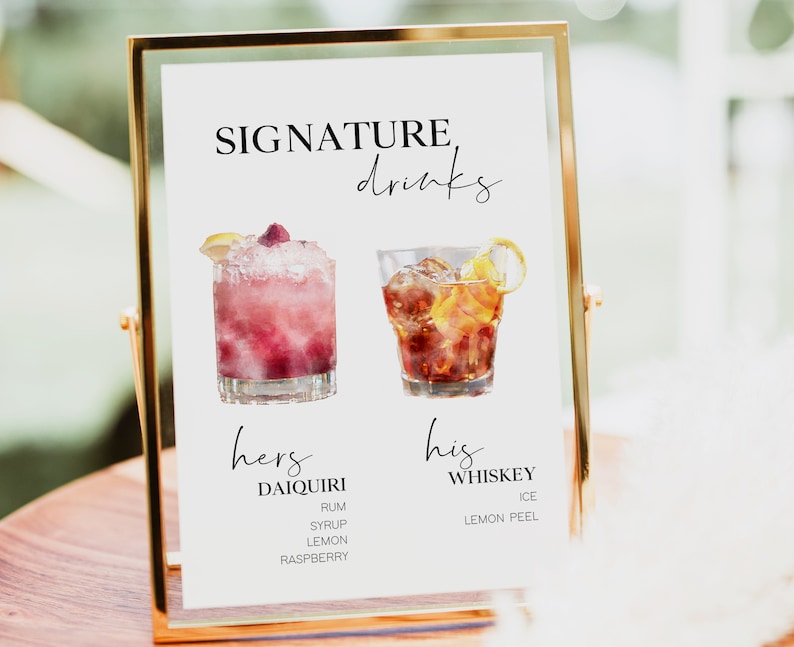 SERENE Signature Drink Sign for Wedding His and Hers Drinks Sign SERENE Signature Drink Sign for Wedding His and Hers Drinks Sign
