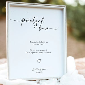 Minimalist Pretzel Wedding Signs, Pretzel Bar, Modern Wedding Decor Template, Shower Pretzel Bar, Thanks for Helping Us Tie the Knot #BL23