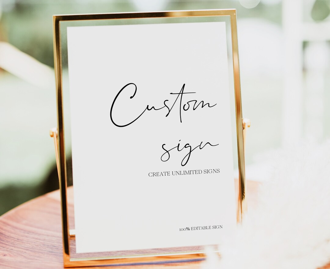 Minimalist Calligraphy Custom Sign, Printable Sign for Wedding, Modern ...