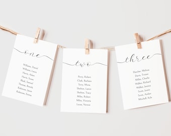 Seating chart, Wedding seating chart template, Find your seat, Minimal Table Seating Chart Card Template, Instant download, Templett
