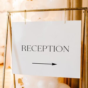 Reception Direction Sign Template, Minimalist & Elegant, Wedding Directional Arrow Sign, This Way To The Party Sign, Templett, #BL29
