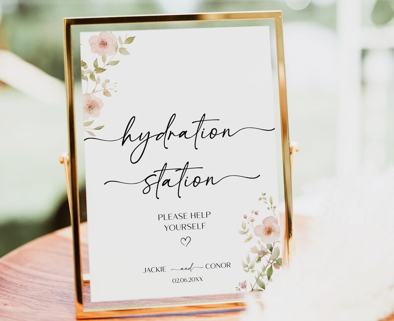 Hydration Station Wedding Sign, Printable Template Water Station Sign ...