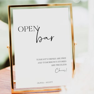 Open Bar Wedding Sign, Printable Template Funny Bar Sign, Drink Sign Wedding, Editable Bar Menu, Instant download, Templett #BL6