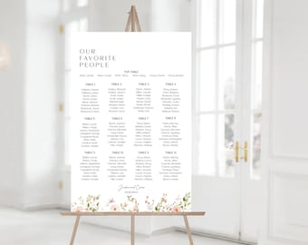 Wedding Seating Chart Template, Modern Minimalist, Our Favorite People, Wedding Table Plan BL42