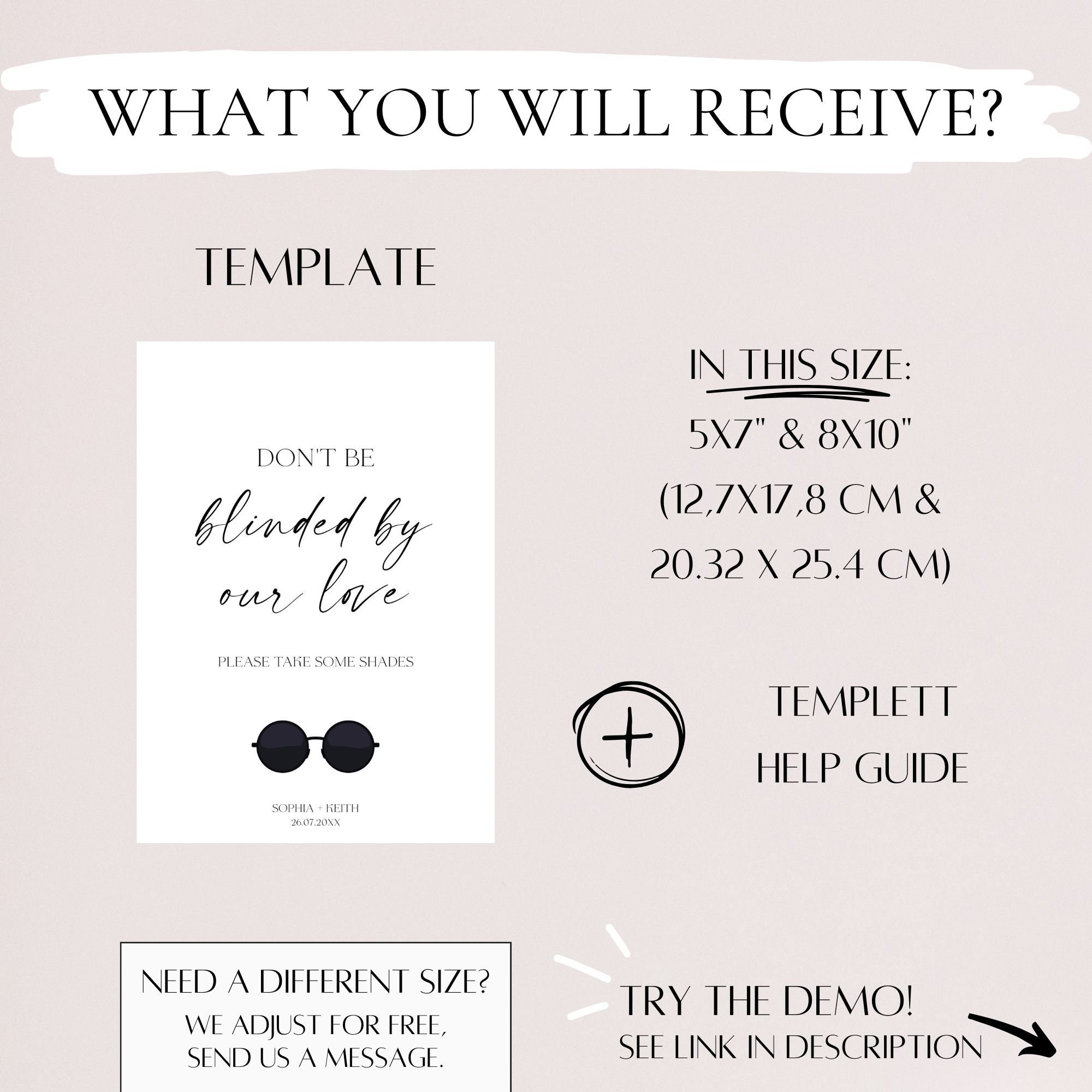 Wedding Sunglasses Sign Acrylic – 'Don't Be Blinded By Our Love' – Seating Chart Or Decor For Reception, Bachelorette