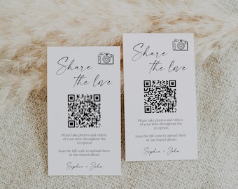 Share The Love QR Code Card, Minimalist Photo Card, Pics or it Didn’t Happen Card, Printable Share the Love Sign, Wedding Photo Album