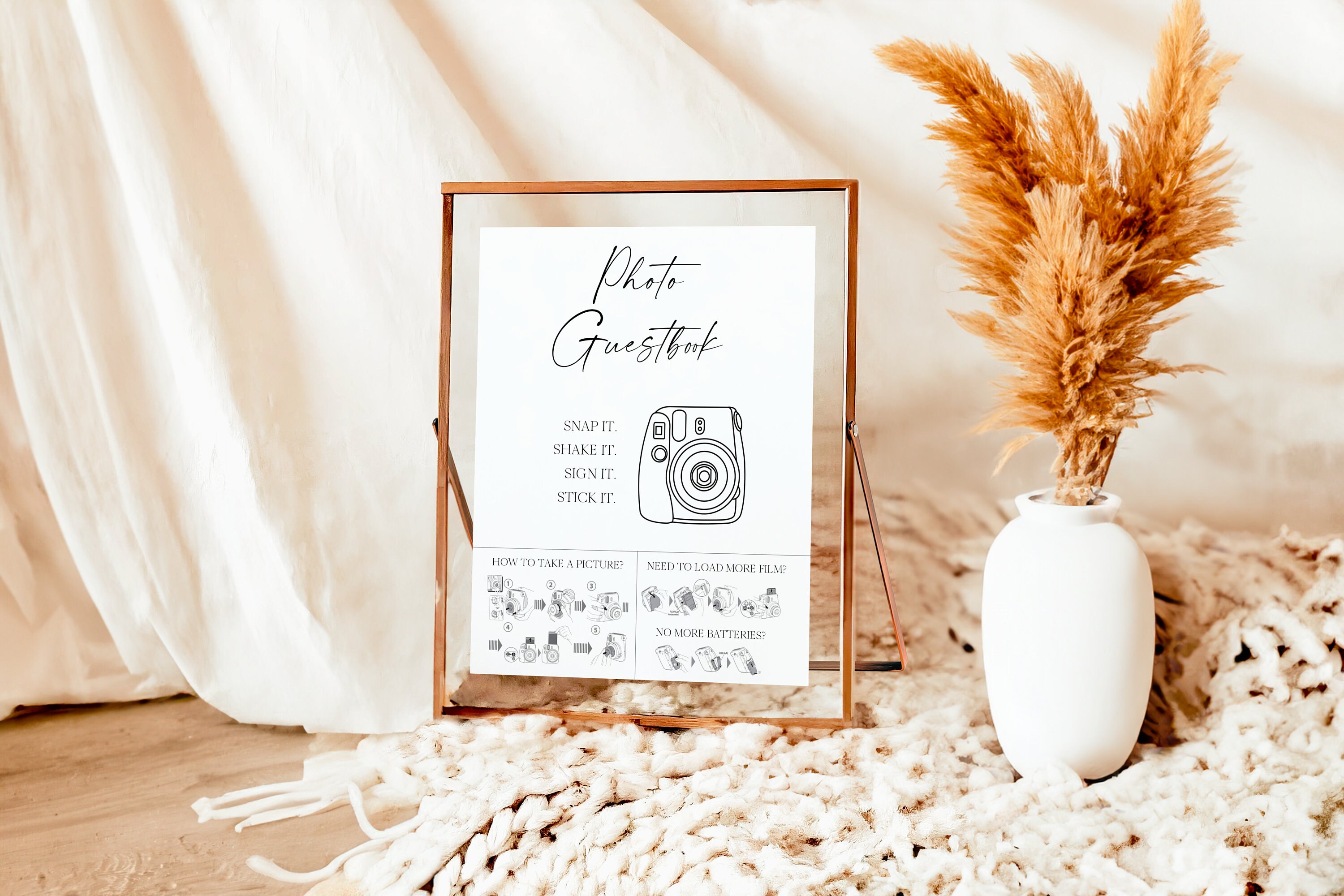 Polaroid - Libro degli ospiti per matrimonio, 100 pagine, copertina rigida, 20,3 x 25,4 cm, per regalo di nozze, con penna, angolo foto