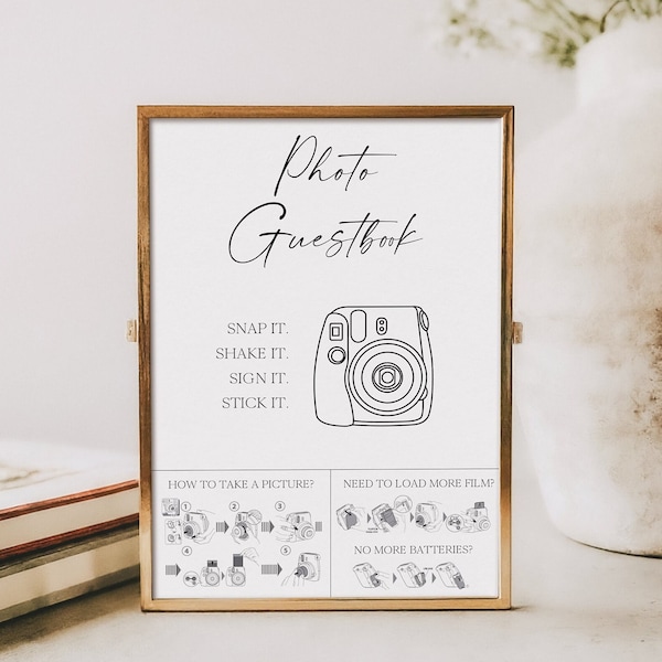 Polaroid Guest Book Sign, Pics Or It Didn't Happen Wedding Reception, Polaroid Snap It Shake It, How To Take A Photo - Instax Instructions