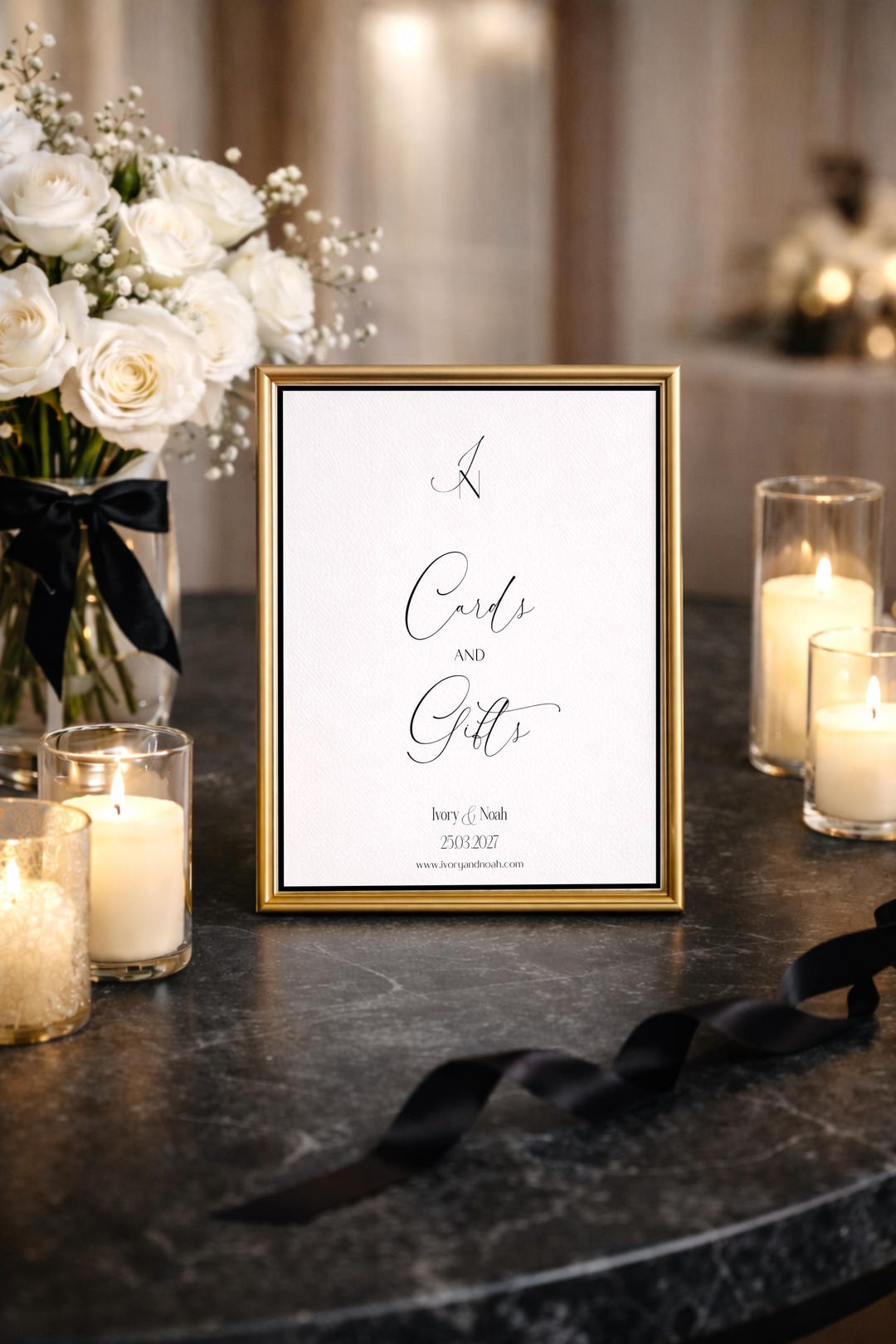 Cards and Gifts Wedding Sign Template, Minimal Wedding Reception Sign ...