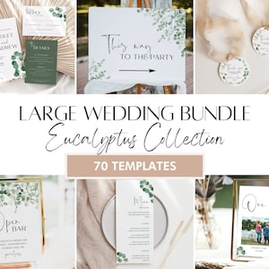 Greenery Wedding Bundle, Editable Eucalyptus Wedding Templates, 100% Editable Text, Wedding Signage Bundle, Instant Download, #BL25