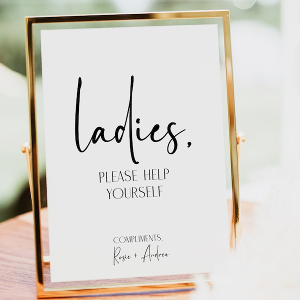 Ladies Please Help Yourself Sign, Wedding Favor Sign, Wedding Signage, Printable Wedding Signs, Templett