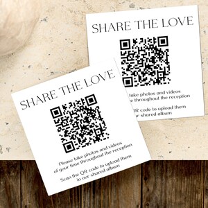 Minimal Share the Love Photo Sign with QR Code, Guest Photo Sharing, Capture the Love Card, Printable Share the Love, Editable Cards image 4