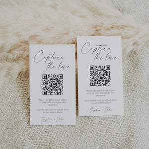 Erfassen Sie die Liebe QR-Code-Hochzeitskarte, minimalistische Fotokarte, Bilder oder Karte, Printable Teilen Sie die Liebe, Hochzeitsfotoalbum