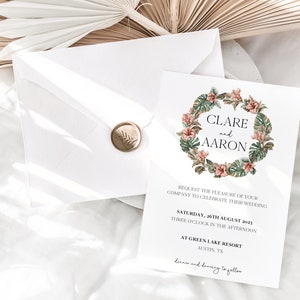Tropical Wedding Invitation, Wedding Invitation Set, Destination Wedding Invitation, Beach Wedding Invitation, Digital Invite #BL23-02