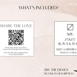 Minimal Share the Love Photo Sign with QR Code, Guest Photo Sharing, Capture the Love Card, Printable Share the Love, Editable Cards image 6