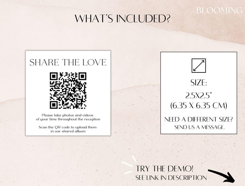 Minimal Share the Love Photo Sign with QR Code, Guest Photo Sharing, Capture the Love Card, Printable Share the Love, Editable Cards image 6