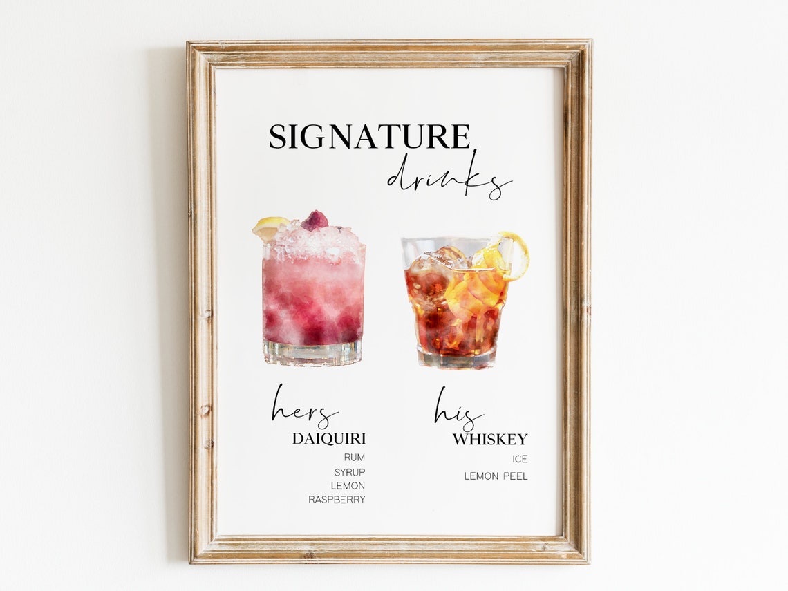 SERENE Signature Drink Sign for Wedding His and Hers Drinks Sign SERENE Signature Drink Sign for Wedding His and Hers Drinks Sign