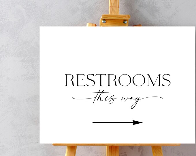 Directional Restroom This Way Sign, Printable Arrow Sign, Instant ...