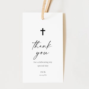 Modelo de etiqueta de lembrança de batismo, etiqueta de lembrança religiosa minimalista, etiqueta de batismo moderna para impressão, download instantâneo, agradecimento de batismo #BL40