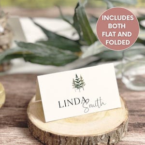 Forest Pine Place Card Template, Printable Mountain Place Cards, Woodland Wedding Template, Instant Download, BL54
