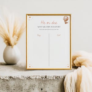 He or She What Will Baby Be Game Sign, Gender Guess Board Game, Boho Baby Shower, Gender Neutral, Gender Reveal Printable Game, BL51