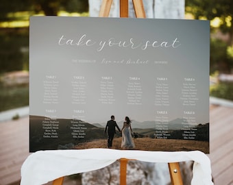 Wedding photo seating chart template, Seating chart template with picture, Printable Seating Plan, 100% Editable, Instant download, #BL13-01