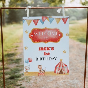 Circus Birthday Party Welcome Sign,  Birthday Sign, Carnival Theme Party, Welcome Sign Template, Instant Download #BL3-03