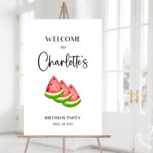 Birthday party welcome sign, Watermelon Birthday Welcome sign, Summer party welcome, Welcome sign template, Instant download #BL16-03