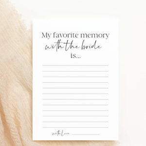 Share Your Favorite Memory With The Bride, Bridal Shower Games, Party Game Printable, Instant Download, Funny Bridal Shower Games #BL6