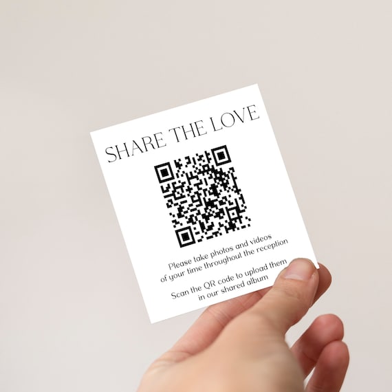 Minimal Share the Love Photo Sign with QR Code, Guest Photo Sharing, Capture the Love Card, Printable Share the Love, Editable Cards