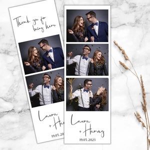 Wedding Photo Booth Card, Photo Booth Strip Frame, Modern Minimalist Photo Booth Template, Editable Photo Booth Overlay, Instant download