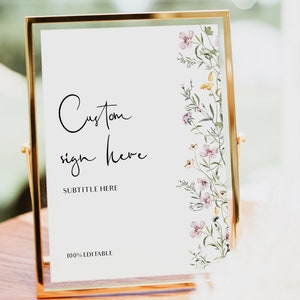 Wildflower Minimalist Wedding Sign Template, Modern Wedding Signage, Printable Signs for Party, Templett #BL12-05