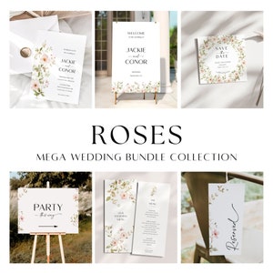 Floral Wedding MEGA Bundle Template, Printable Wedding Invites Bundle, Boho Wedding Invitation Set, Wedding Bundle Countryside, BL42