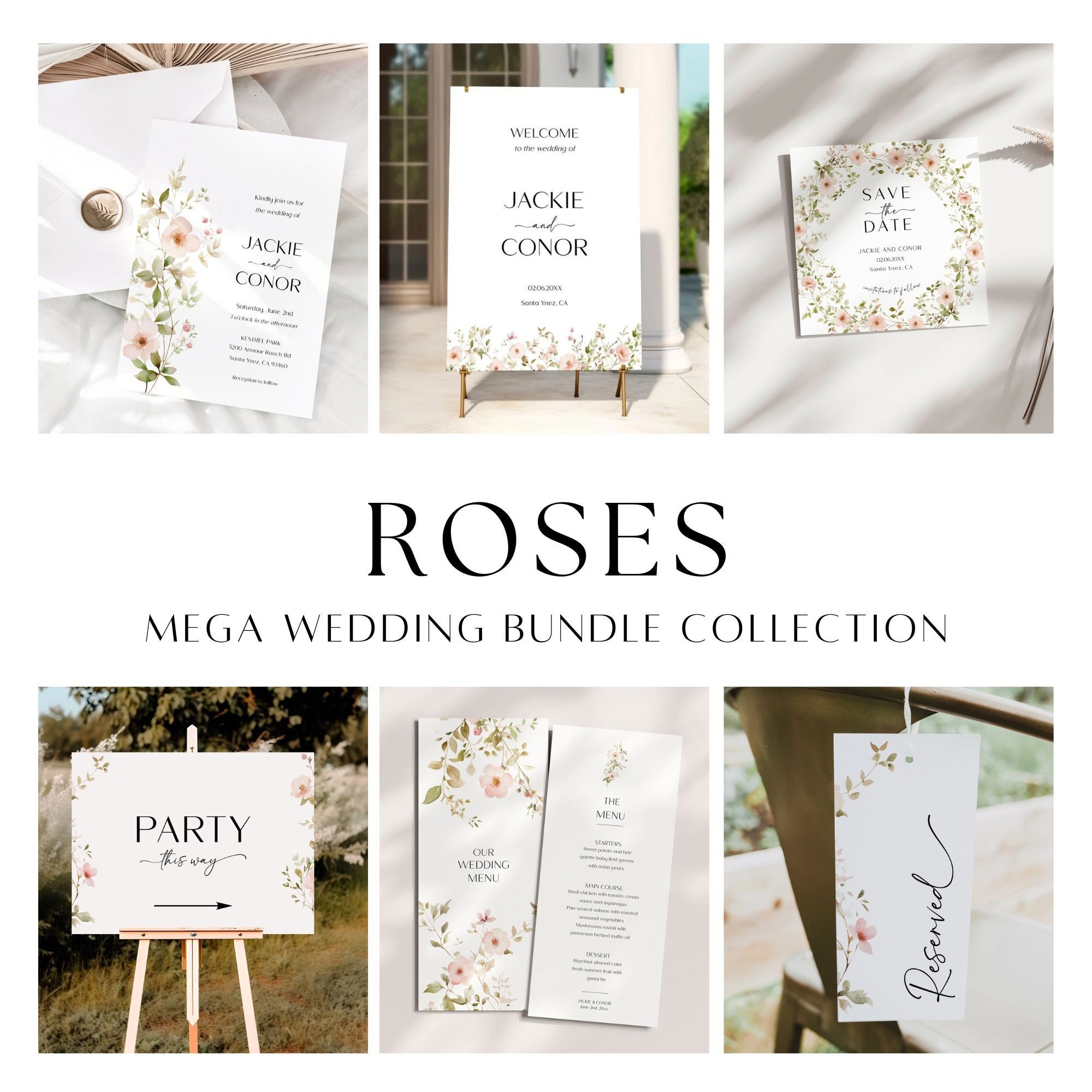 Floral Wedding MEGA Bundle Template, Printable Wedding Invites Bundle, Boho Wedding  Invitation Set, Wedding Bundle Countryside, BL42 - Etsy, image size:2000x2000