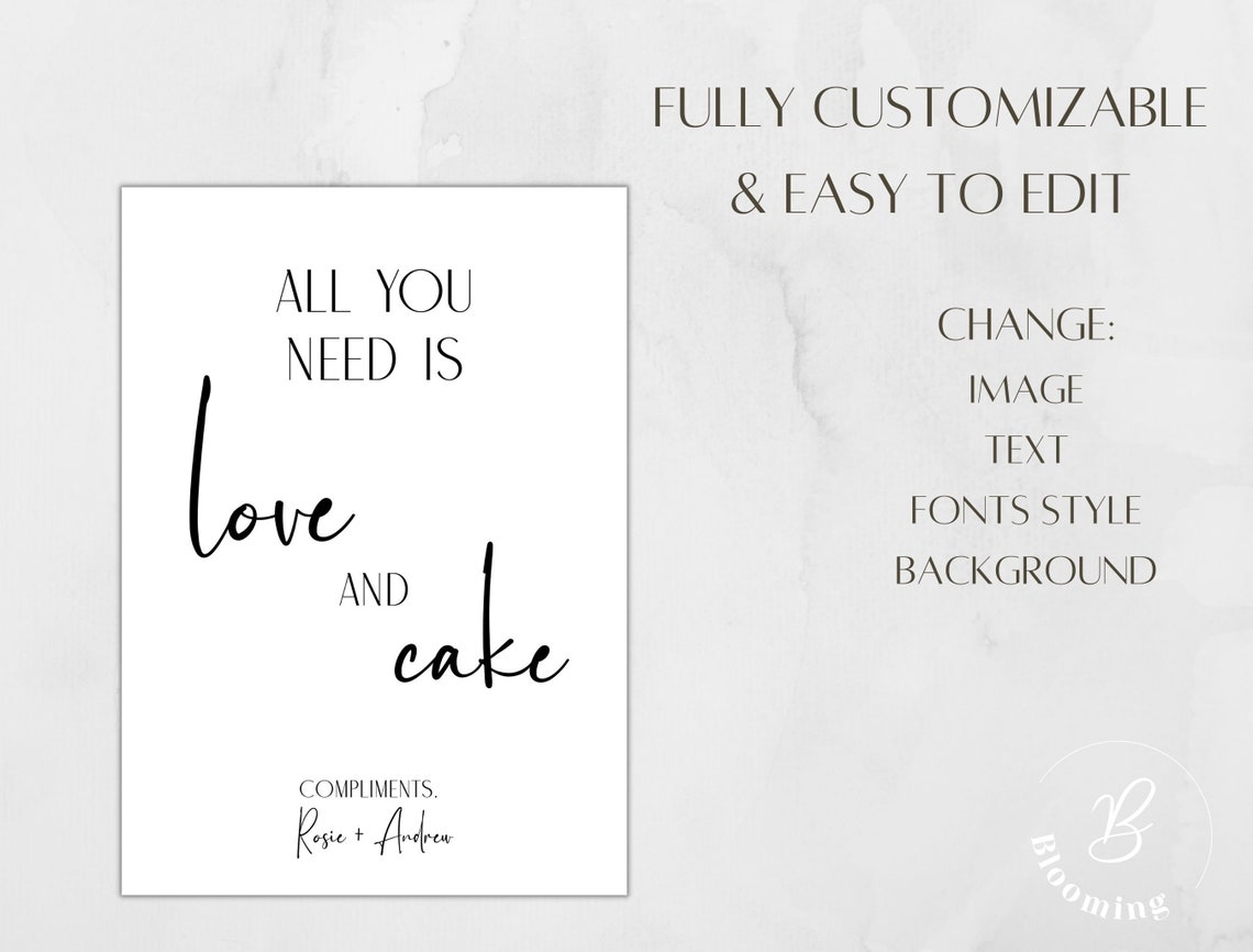 All You Need is Love and Cake Sign Funny Wedding Signs Party Etsy