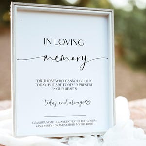 In Loving Memory Sign Template, Wedding Sign, Wedding Memory Sign Template, In Loving Memory Sign Printable, 8x10, 5x7, BL60
