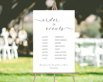 Wedding Welcome and Timeline Template, Wedding Order of Events Printable, Wedding Itinerary, Instant Download, Templett