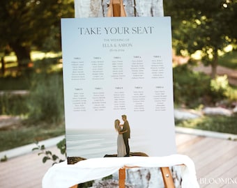 Wedding Seating Chart Template, Photo Seating Chart Template, Minimalist Find Your Seat Sign #BL4-03