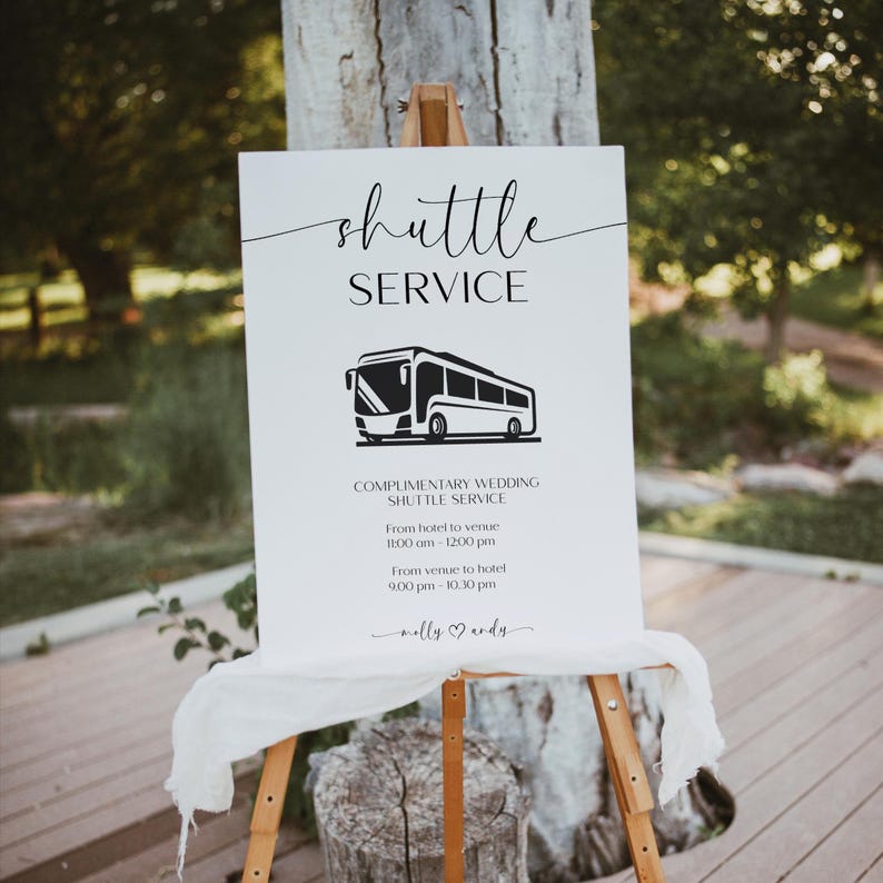 Wedding Shuttle Sign Template, Printable Transportation Schedule ...