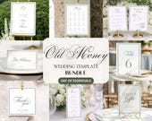 Old Money Wedding Day Bundle, Elegant Wedding Signage Set, Wedding Stationery Bundle, Reception Signs, Table Numbers, Menu, DIY, BL71