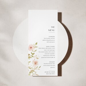 Wedding Menu Template, Boho Wedding Menu, Floral Wedding Menu Printable, Reception Dinner Menu, DIY Wedding BL42