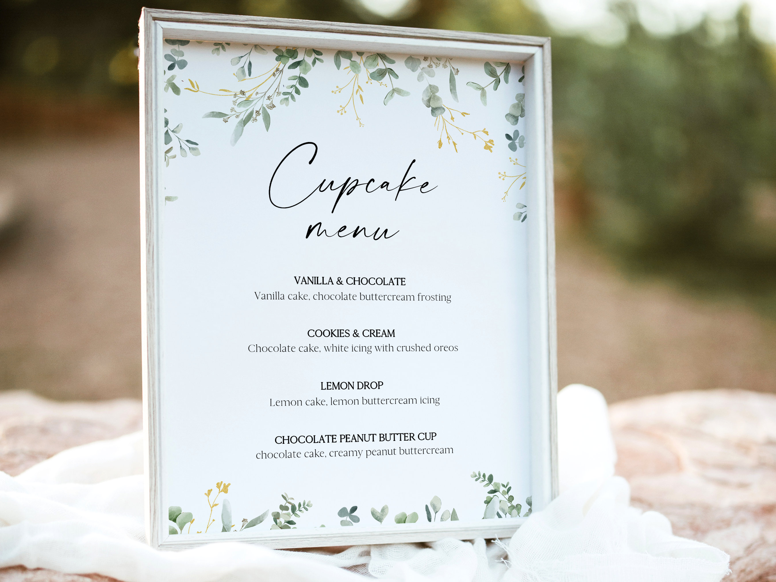 Eucalyptus Cupcake Menu Sign, Greenery All You Need is Love & Cupcakes ...