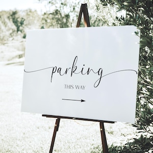 Wedding Parking Sign, Arrow Parking Sign Template, Editable Printable Wedding Parking Signage, Modern Parking Sign With Arrow, DIY, BL60