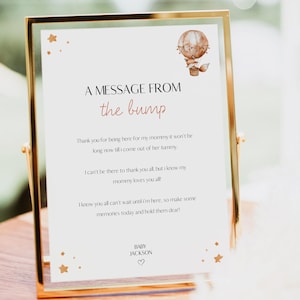 Foxy A Message From the Bump Template, Cute Boho Baby Shower Bump Sign, Editable Gender Neutral Message From Baby, BL51