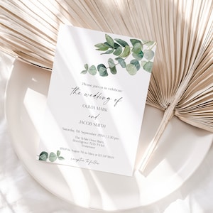 Greenery Wedding Invitation Template, Eucalyptus Wedding Invitation card, Greenery Gold Wedding invitation template Download #BL37