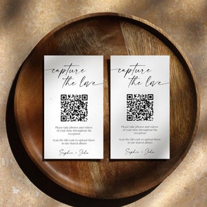 Erfassen Sie die Liebe QR-Code-Hochzeitskarte, minimalistische Fotokarte, Bilder oder Karte, Printable Teilen Sie die Liebe, Hochzeitsfotoalbum