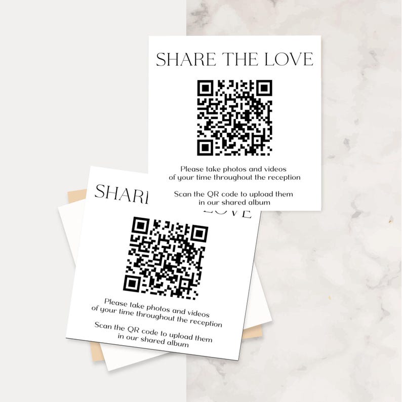 Minimal Share the Love Photo Sign with QR Code, Guest Photo Sharing, Capture the Love Card, Printable Share the Love, Editable Cards image 2